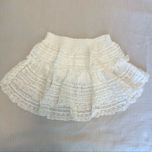 LOVESHACKFANCY White Ruffle Lace Mini Skirt SIZE L